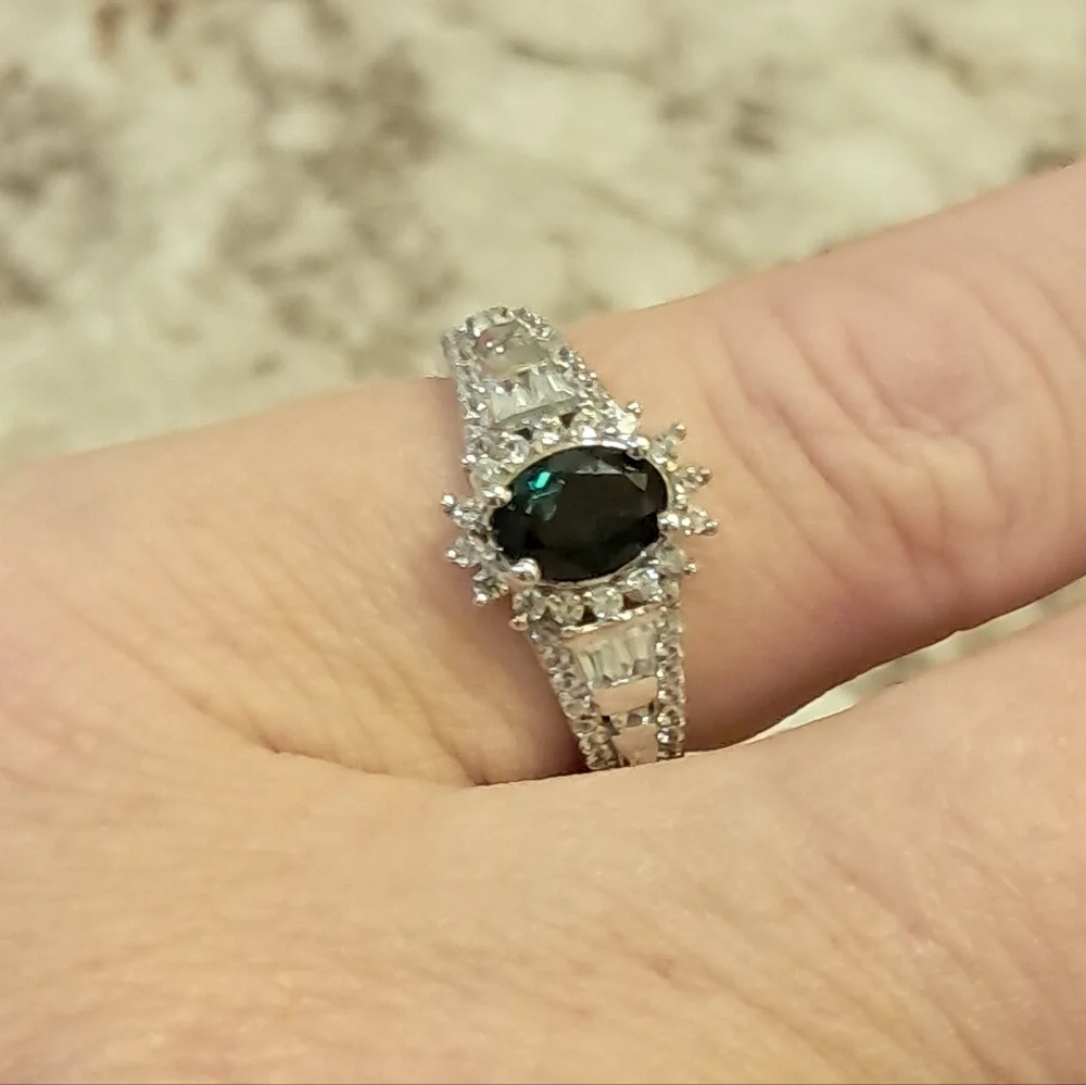 AAA Monte Belo Indicolite and White Zircon Starburst Halo Ring